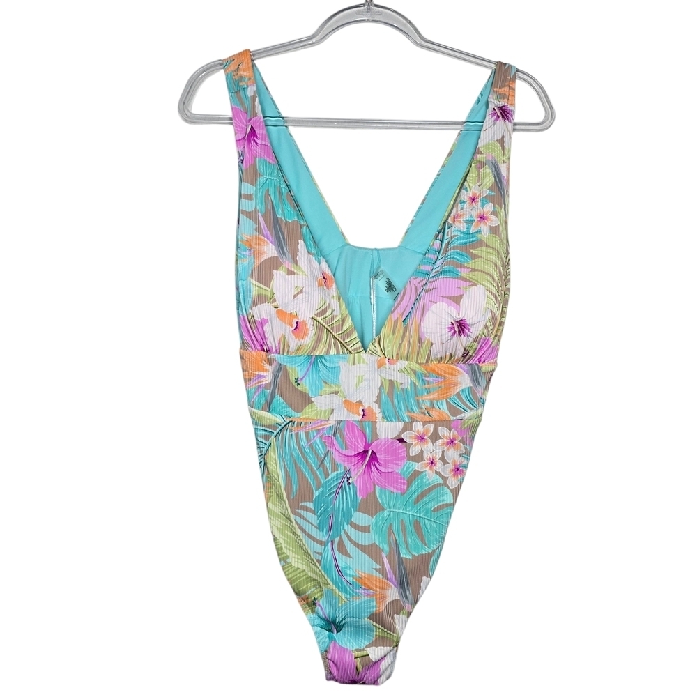 Coastal Waves Tropical Floral 1x Swimsuit
